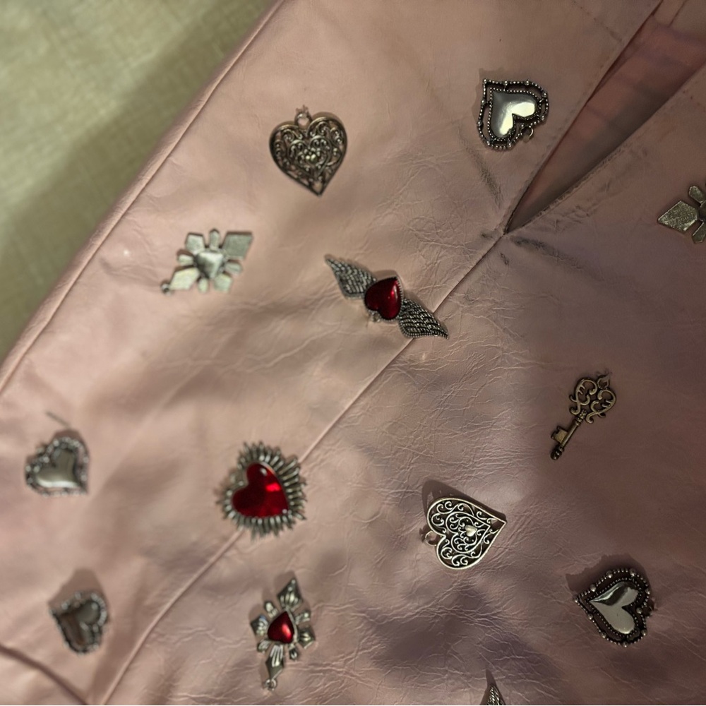 Sugar Thrillz Pink Mini Skirt with Silver and Red Accents - Picture 2 of 5